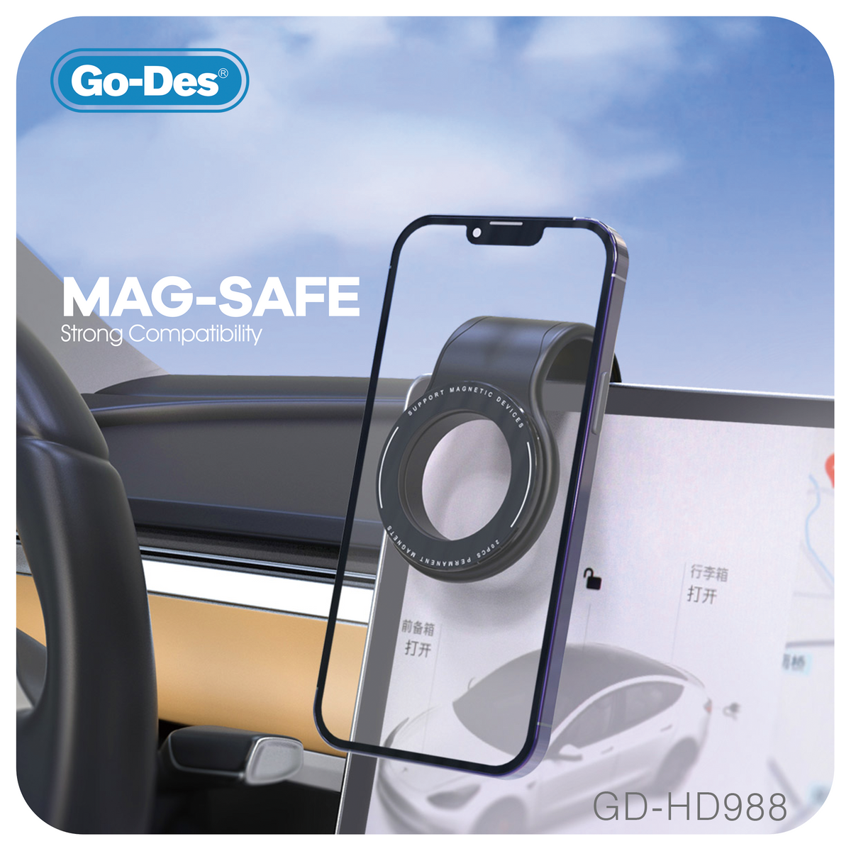 Go-Des Super Strong 20PCS Magnetic Fold Freely Car Phone Holder for iPhone  Magnet GPS Car Support Mount