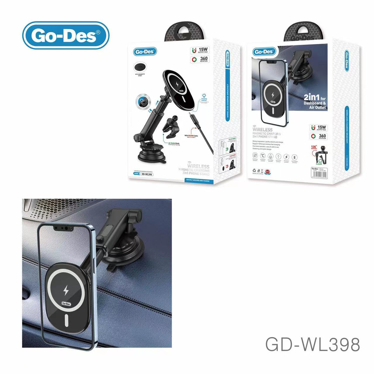 Go-Des Intelligent dashboard in-car Magnetic holder Magnetic Car Phone –  godes