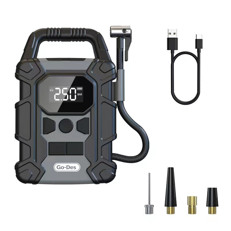 Go-Des Outdoor Power Bank 7500mah cordless Intelligent digital car tire air Inflator automatic real time air pressure detection