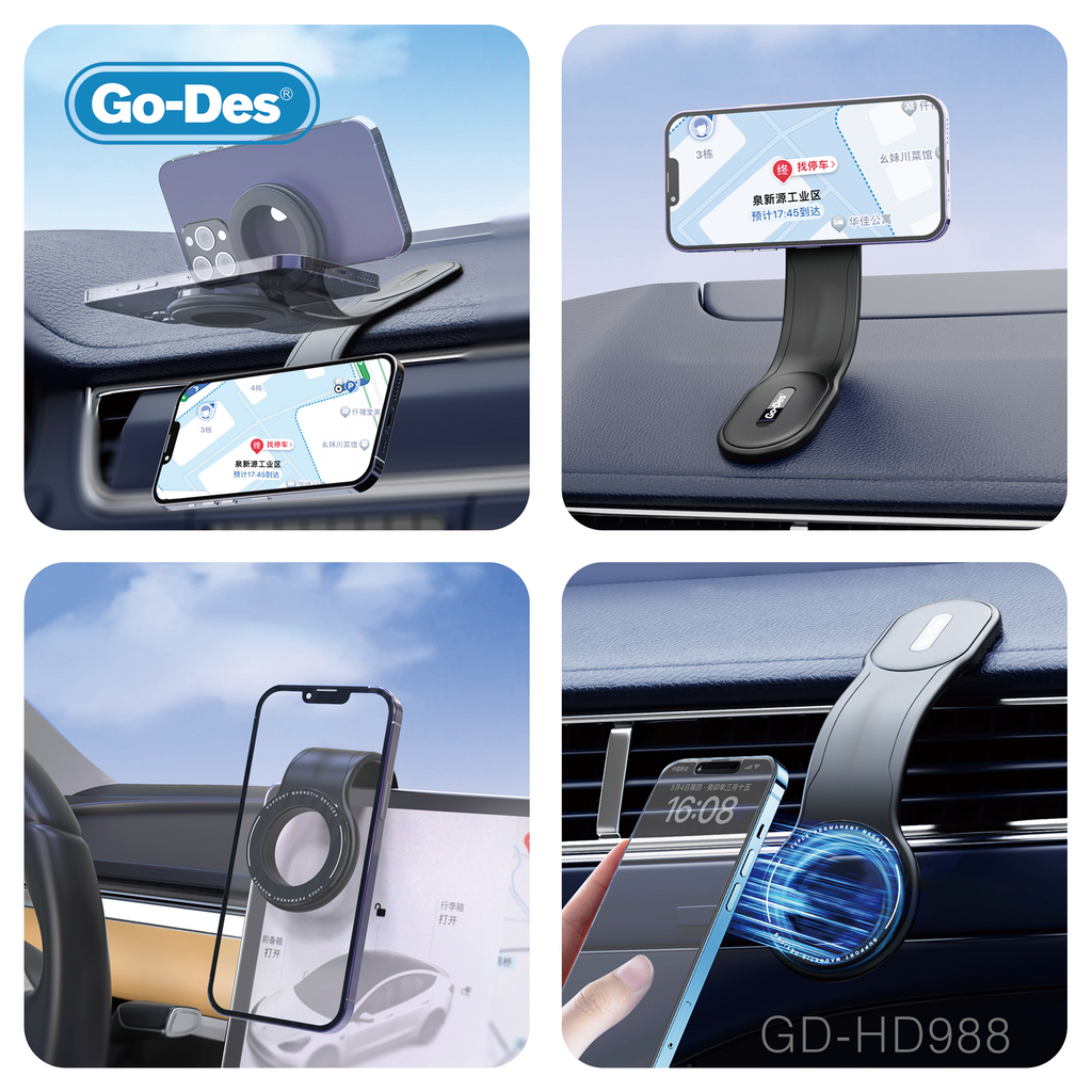 Folding Magnetic Phone Holder With 2 Metal Plates, Car Magnetic