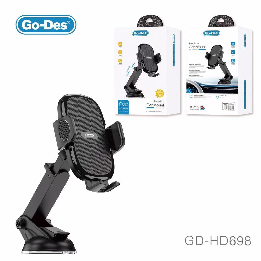 Go-Des Instrument Table Suction Cup Telescopic Vehicle Bracket Multifunctional Locking 360 ° Rotary Horizontal Screen Mobile Phone Holder