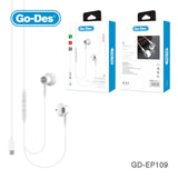GD-EP109 Go-Des Wired Type-C earphones digital stereo magnetic USB C headphone for iPAD PRO  Huawei Samsung sony with mic for Google Pixel 2/XL Samsung S21 normal phone headphones