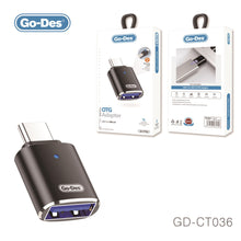 تحميل الصورة في عارض المعرض ، USB Type C To USB 3.0 LED Lighning Go-Des Adapter Type-C Male To OTG USB 3.0 Female Converter for Smartphone Laptop OTG Adapter
