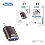 USB Type C To USB 3.0 LED Lighning Go-Des Adapter Type-C Male To OTG USB 3.0 Female Converter for Smartphone Laptop OTG Adapter