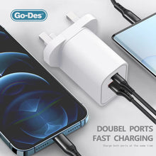 Load image into Gallery viewer, Go-Des Phone Planet 20W Portable Travel Adapter Wall Charger USB-A Type C Fast Charging Mobile Phone Charger For Laptops Tablet Android
