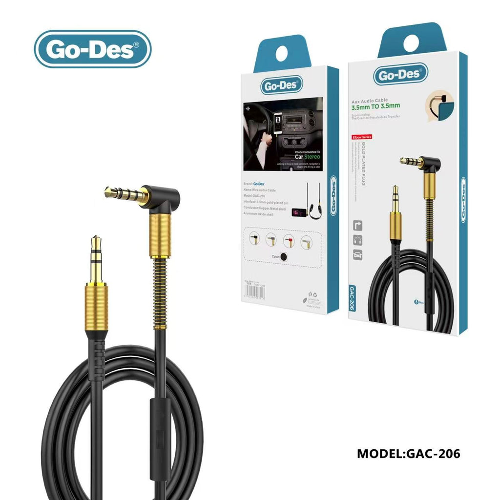 Go-Des Audio Cable 3.5mm to Jack 3.5mm Speaker Headphone Line Aux Cable Male to Male with Mic volume control for iPhone for Samsung Car