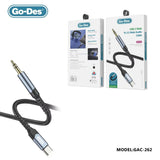 Go-Des 1.2meter Studio Microphone Gold-Plated USB C Aux Cable Type C Male to 3.5mm Male Jack Adapter Extension Audio Cable