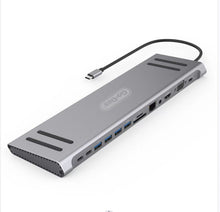Charger l&#39;image dans la galerie, 14in1 USB C Type-c Hub hubs docking station dual 4K HDR, VGA, RJ45 Ethernet USB3.0 100W PD SD/TF/ Card reader 3.5mm Audio Go-Des PD Charging adapter for MacBook Pro and Huawei