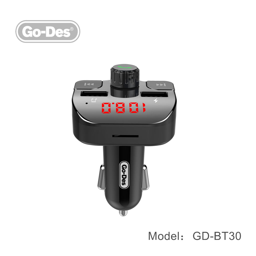 Go-Des 双 USB 端口车载充电器 MP3 播放器车载套件汽车电子双 USB 充电器 LCD 显示屏便携式车载蓝牙调频发射器
