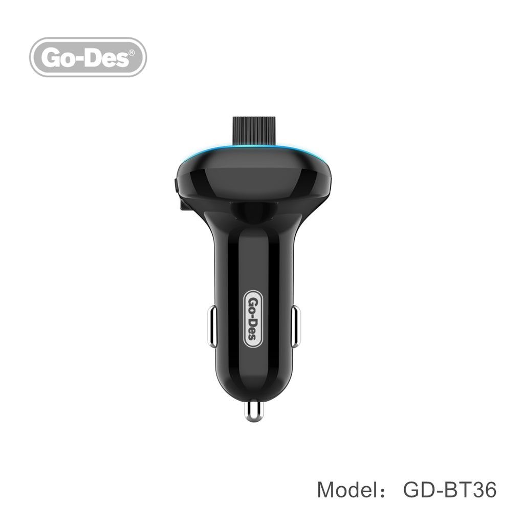 Go-Des Fm transmitter bluetooth wireless Hands-free Lossless Wireless Radio Mp3 Car Player With Blue Atmosphere Light