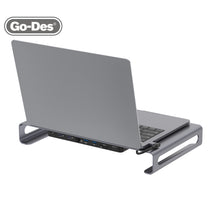 Load image into Gallery viewer, Laptop Desk Stand Aluminum Monitor Stand Computer Riser Support Transfer Data Charging Office Table Organizer 4 Usb Hub 3.0